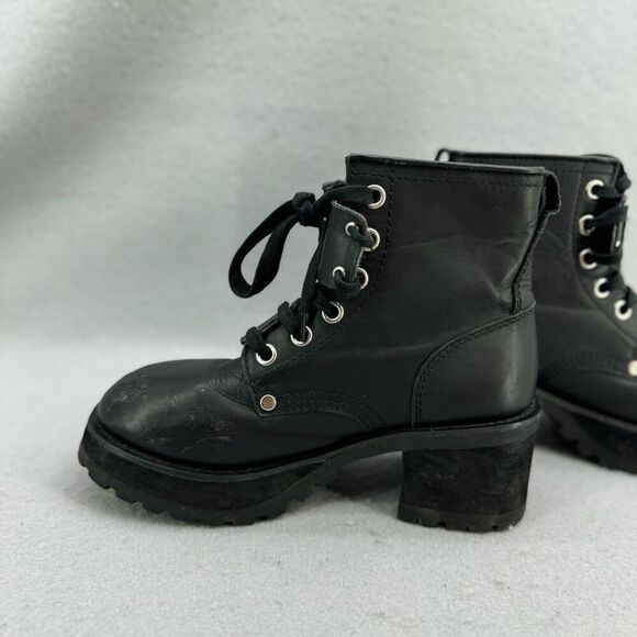 UNIF Black Leather Moto Combat Platform Lace Up Boot size 7 - Picture 7 of 13